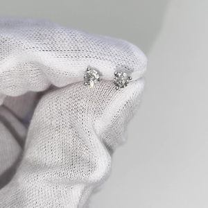 14K White Gold 0.5ctw Real Natural White Diamond Three Prong Stud Earrings
